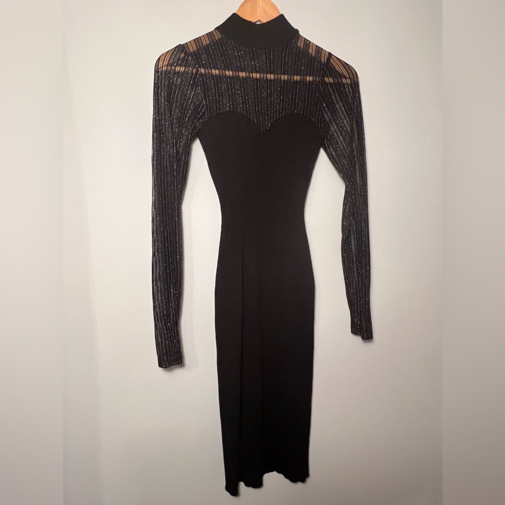 Bodycon Sweater Long sleeve dress Shimmer stripped ribbed LS